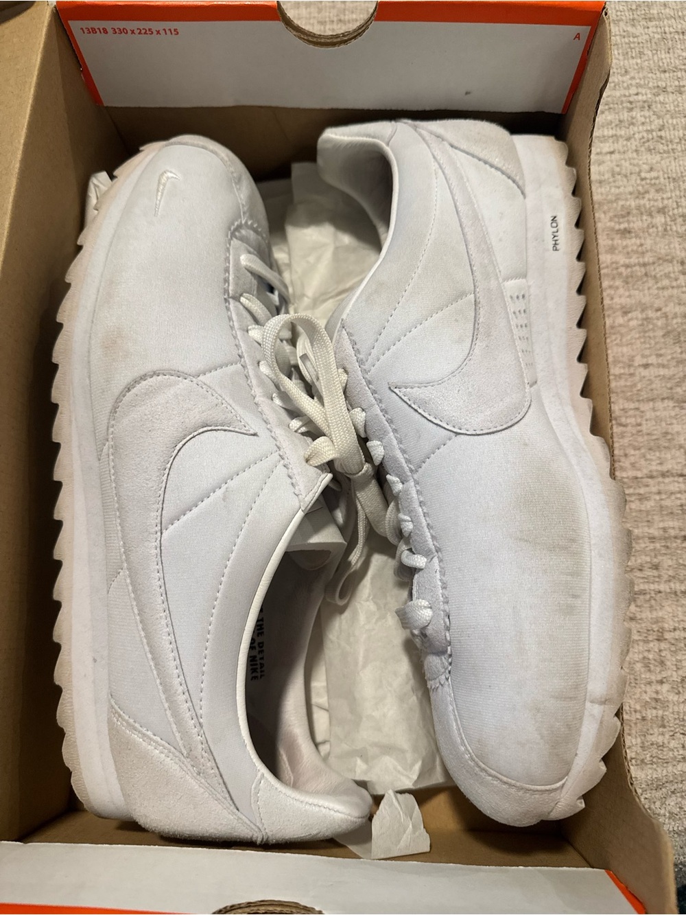 Nike Men’s White Cortez-Style Casual Sneakers - Picture 2 of 2
